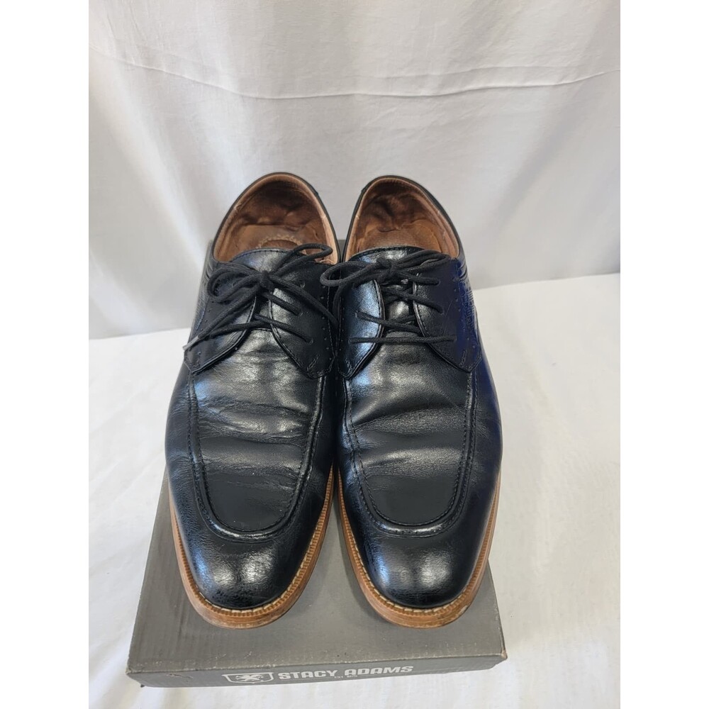 Stacy Adams Fielding Men’s Black Leather Moc Toe Oxford Dress Shoes Size 10.5 D